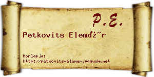 Petkovits Elemér névjegykártya