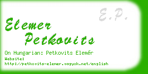 elemer petkovits business card